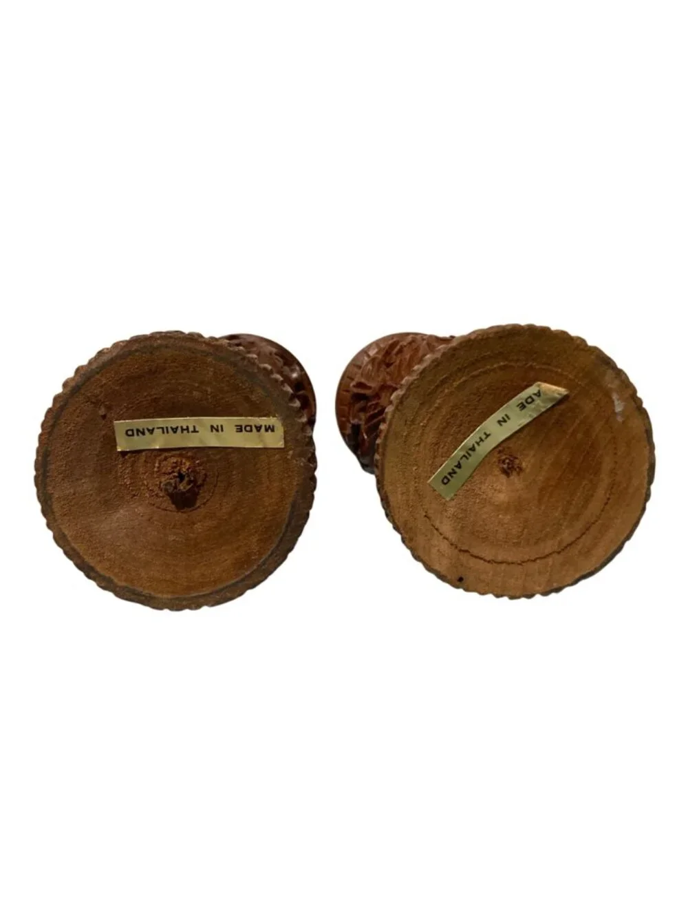 Vintage Hand-Carved Teak Wood Candle Holders